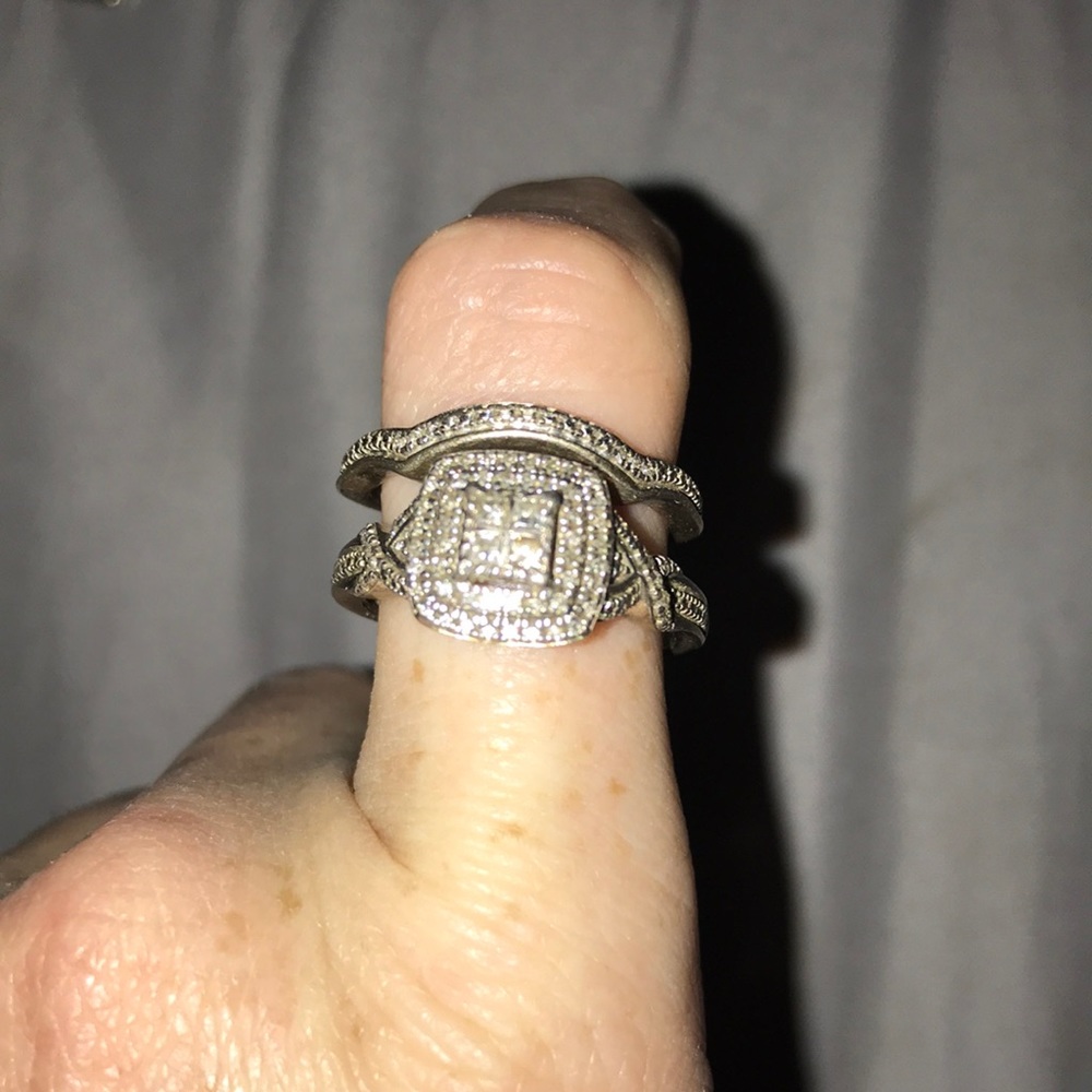 Sliver wedding ring set